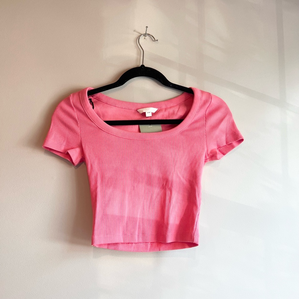 NWT Pink Scoop Neck Crop Top